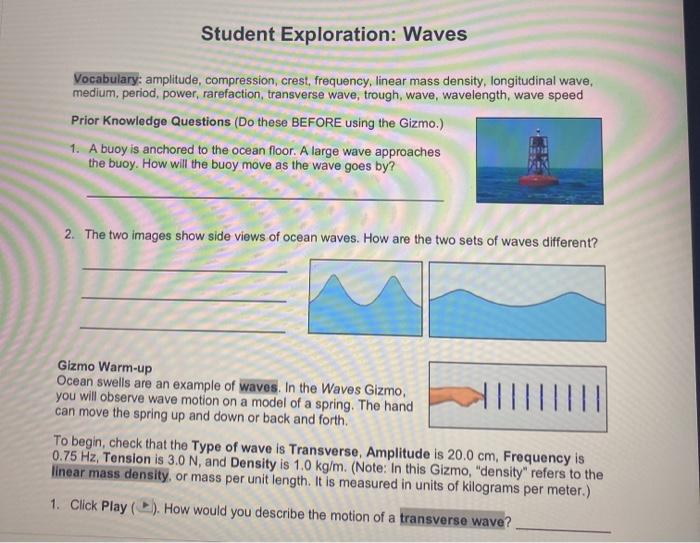 Student exploration longitudinal waves answer key